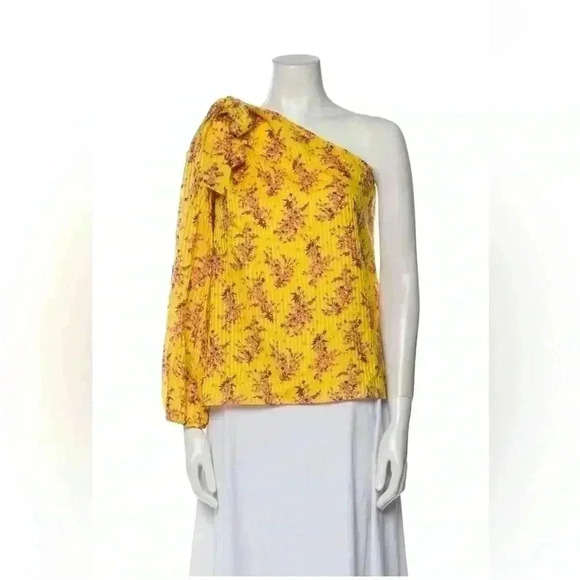 Ulla Johnson Tops - Ulla Johnson One Sleeve Yellow Silk and Cotton Blouse Size 8